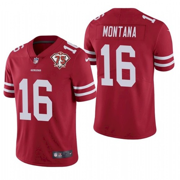 Nike 49ers 16 Joe Montana Red 75th Anniversary Vapor Untouchable Limited Jersey Dzhi,We sell and wholesale Nike 49ers 16 Joe Montana Red 75th Anniversary Vapor Untouchable Limited Jersey Dzhi on line form chian!